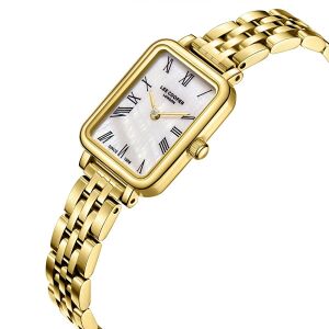 Lee Cooper LC08232.120 Kadın Kol Saati – Gold Renk, Zarif Dikdörtgen Çelik Kasa Tasarımı