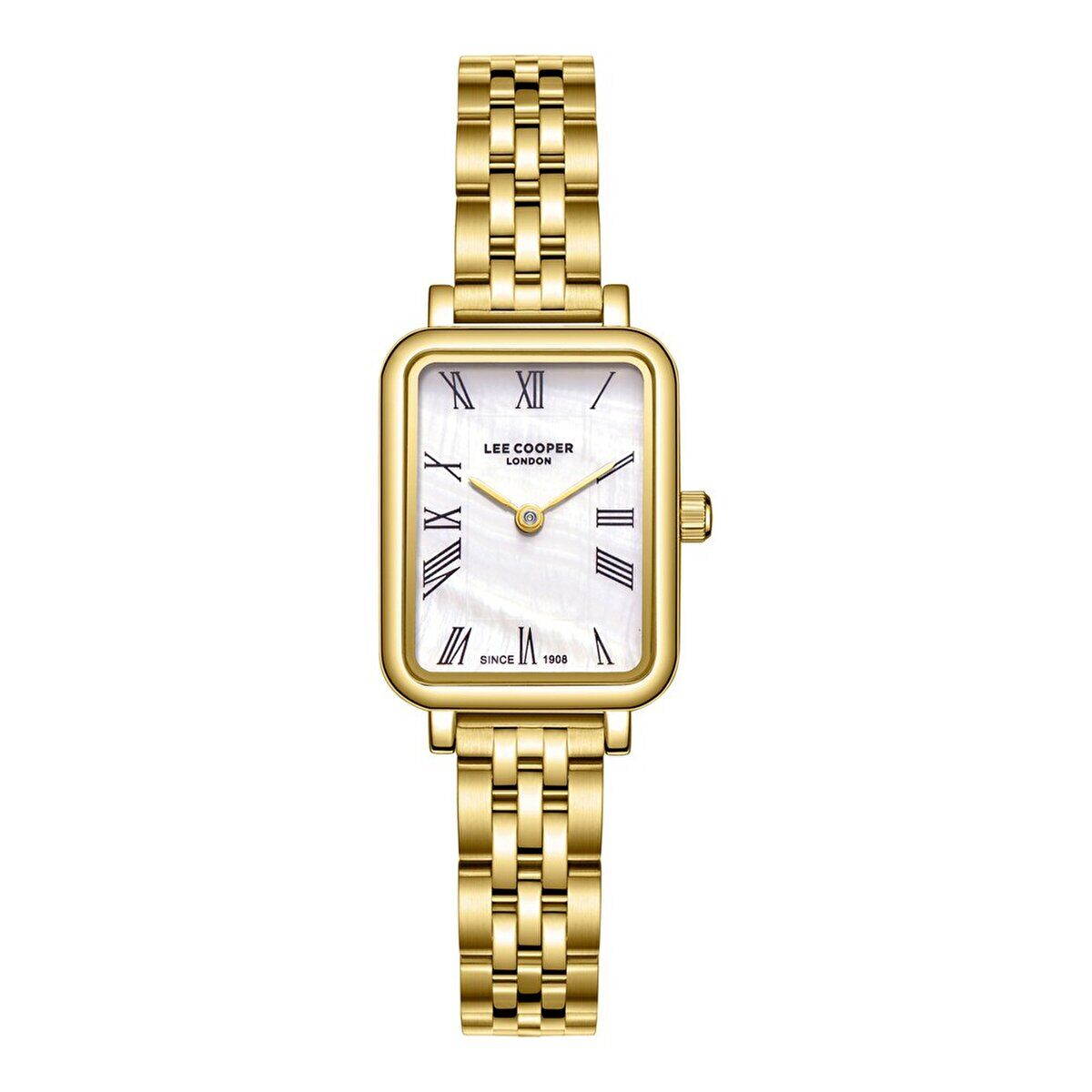 Lee Cooper LC08232.120 Kadın Kol Saati – Gold Renk, Zarif Dikdörtgen Çelik Kasa Tasarımı