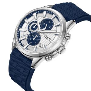 Lee Cooper LC08183.339 Erkek Kol Saati - Lacivert Silikon Kordon – 43 mm – Multifonksiyon – Spor Tasarım