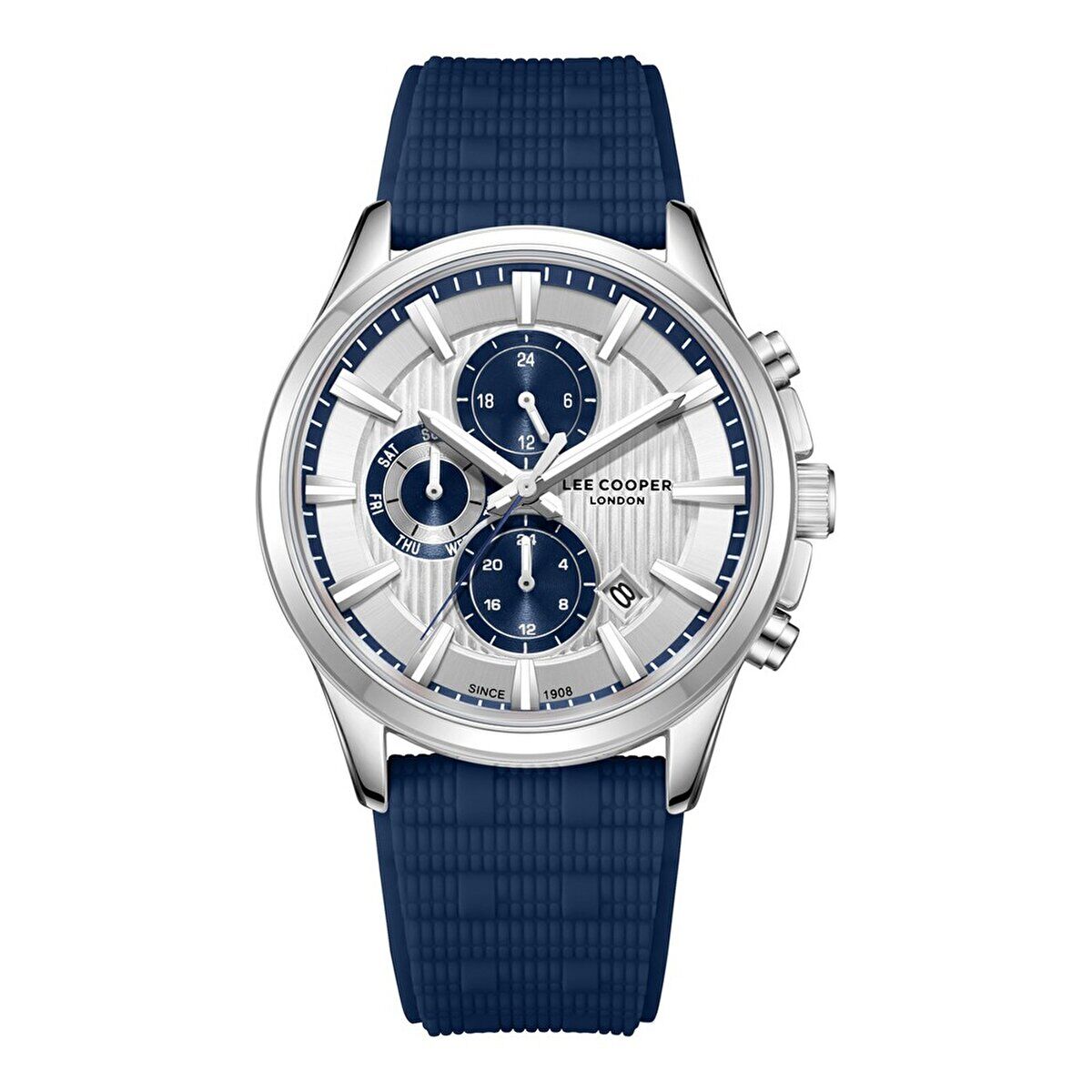 Lee Cooper LC08183.339 Erkek Kol Saati - Lacivert Silikon Kordon – 43 mm – Multifonksiyon – Spor Tasarım