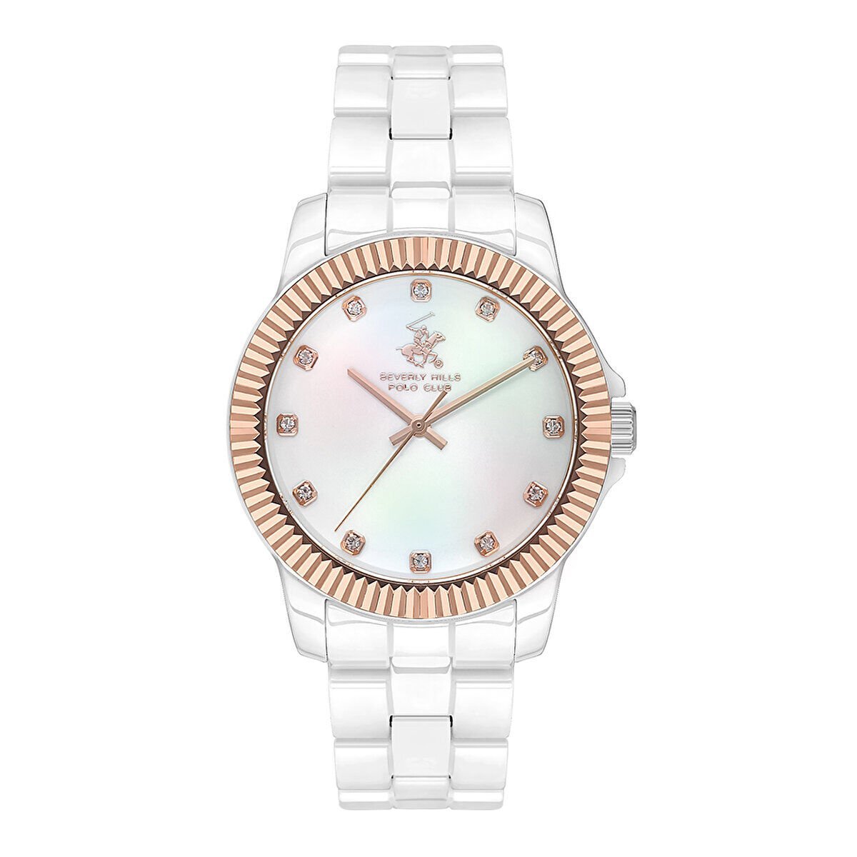 Beverly Hills Polo Club BP3622X.530 Kadın Kol Saati – Beyaz Seramik – 36 mm – Sedef Kadran
