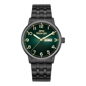 Slazenger SL.09.2560.2.02 Erkek Kol Saati – 43 mm – Çelik Kasa – Siyah Çelik Kordon – Yeşil Kadran