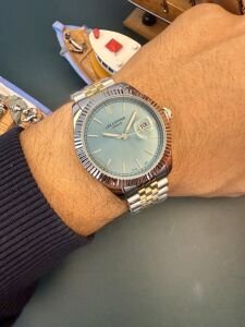 Lee Cooper Erkek Kol Saati – 40 mm – Çelik Kasa – Altın Gri Çelik Kordon – Yeşil Kadran