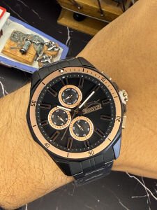 Slazenger Erkek Kol Saati – Siyah Çelik Kasa ve Kordon – Siyah Kadran – Kronograf Tasarım