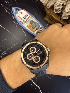 Slazenger Erkek Kol Saati – Siyah Çelik Kasa ve Kordon – Siyah Kadran – Kronograf Tasarım