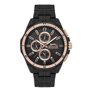 Slazenger Erkek Kol Saati – Siyah Çelik Kasa ve Kordon – Siyah Kadran – Kronograf Tasarım