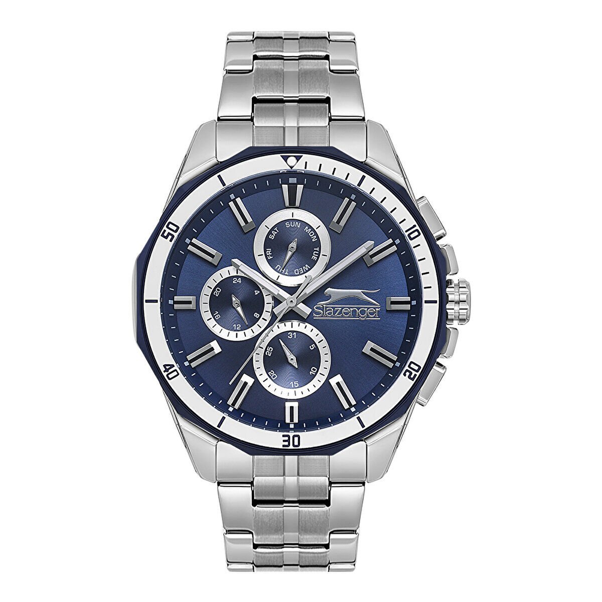 Slazenger Erkek Kol Saati – Paslanmaz Çelik Kasa – Çelik Kordon – Lacivert Kadran – Kronograf Tasarım