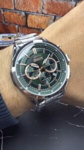 Slazenger Erkek Kol Saati – Paslanmaz Çelik Kasa – Çelik Kordon – Yeşil Kadran – Kronograf Tasarım