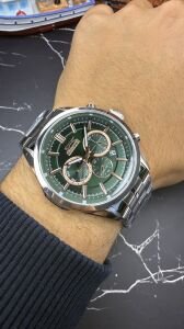 Slazenger Erkek Kol Saati – Paslanmaz Çelik Kasa – Çelik Kordon – Yeşil Kadran – Kronograf Tasarım