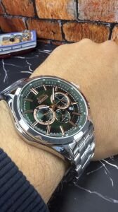 Slazenger Erkek Kol Saati – Paslanmaz Çelik Kasa – Çelik Kordon – Yeşil Kadran – Kronograf Tasarım