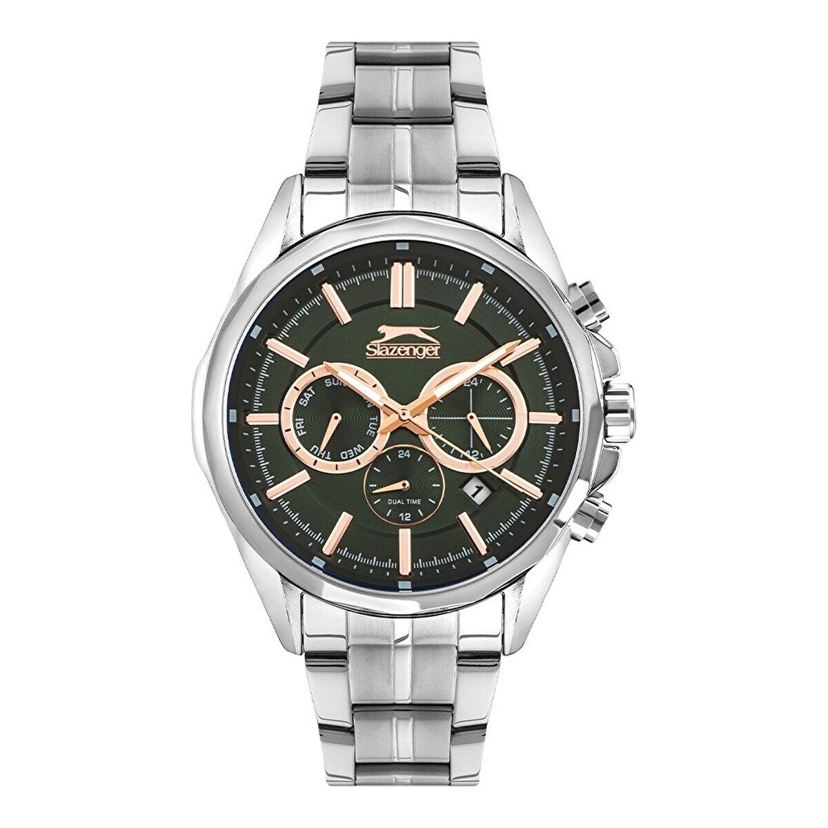 Slazenger Erkek Kol Saati – Paslanmaz Çelik Kasa – Çelik Kordon – Yeşil Kadran – Kronograf Tasarım