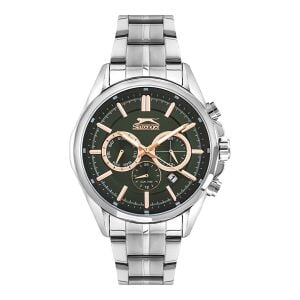 Slazenger Erkek Kol Saati – Paslanmaz Çelik Kasa – Çelik Kordon – Yeşil Kadran – Kronograf Tasarım