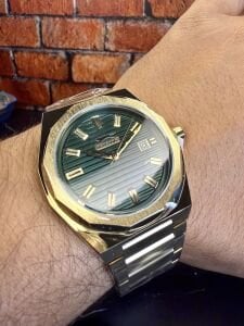 Slazenger Erkek Kol Saati – Gold Çelik Kasa – Gold Çelik Kordon – Koyu Yeşil Kadran