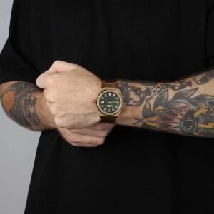 Slazenger Erkek Kol Saati – Gold Çelik Kasa – Gold Çelik Kordon – Koyu Yeşil Kadran