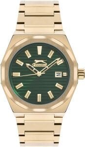 Slazenger Erkek Kol Saati – Gold Çelik Kasa – Gold Çelik Kordon – Koyu Yeşil Kadran