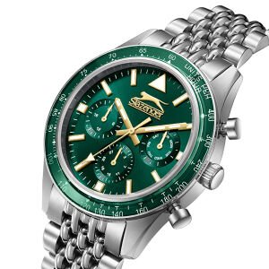 Slazenger Erkek Kol Saati – Yeşil Kadran – Paslanmaz Çelik Kasa – Çelik Kordon – Kronograf