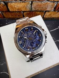 Lee Cooper Erkek Kol Saati – Lacivert Kadran – Paslanmaz Çelik Kasa ve Kordon - 46MM