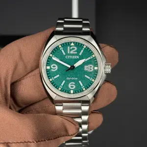 Citizen Erkek Kol Saati - Paslanmaz Çelik Kasa - Yeşil Kadran - Eco-Drive