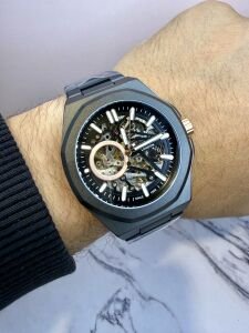 Lee Cooper Erkek Kol Saati | 42 mm Çelik Kasa, İskelet Kadran, Otomatik Mekanizma