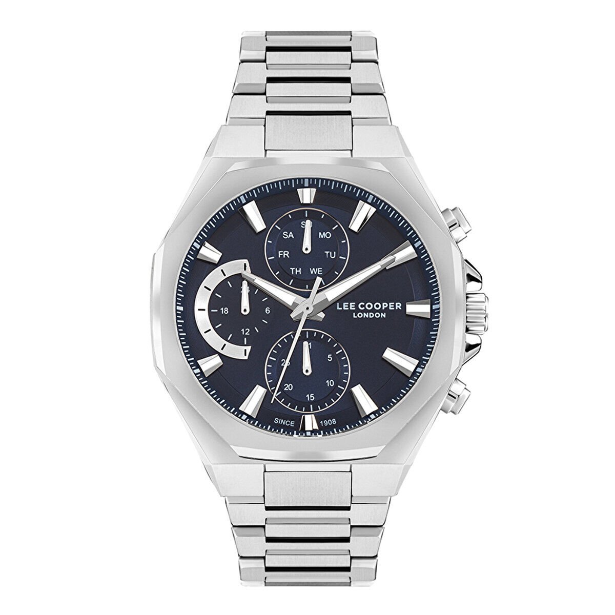 Lee Cooper Erkek 44 mm Çelik Kasa, Lacivert Kadran, Multifonksiyon Kol Saati