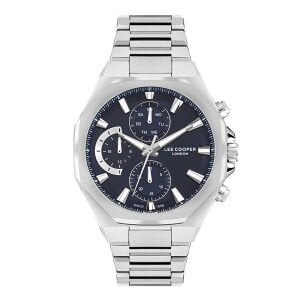 Lee Cooper Erkek 44 mm Çelik Kasa, Lacivert Kadran, Multifonksiyon Kol Saati