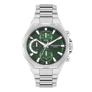 Lee Cooper Erkek 44 mm Çelik Kasa, Yeşil Kadran, Multifonksiyon Kol Saati