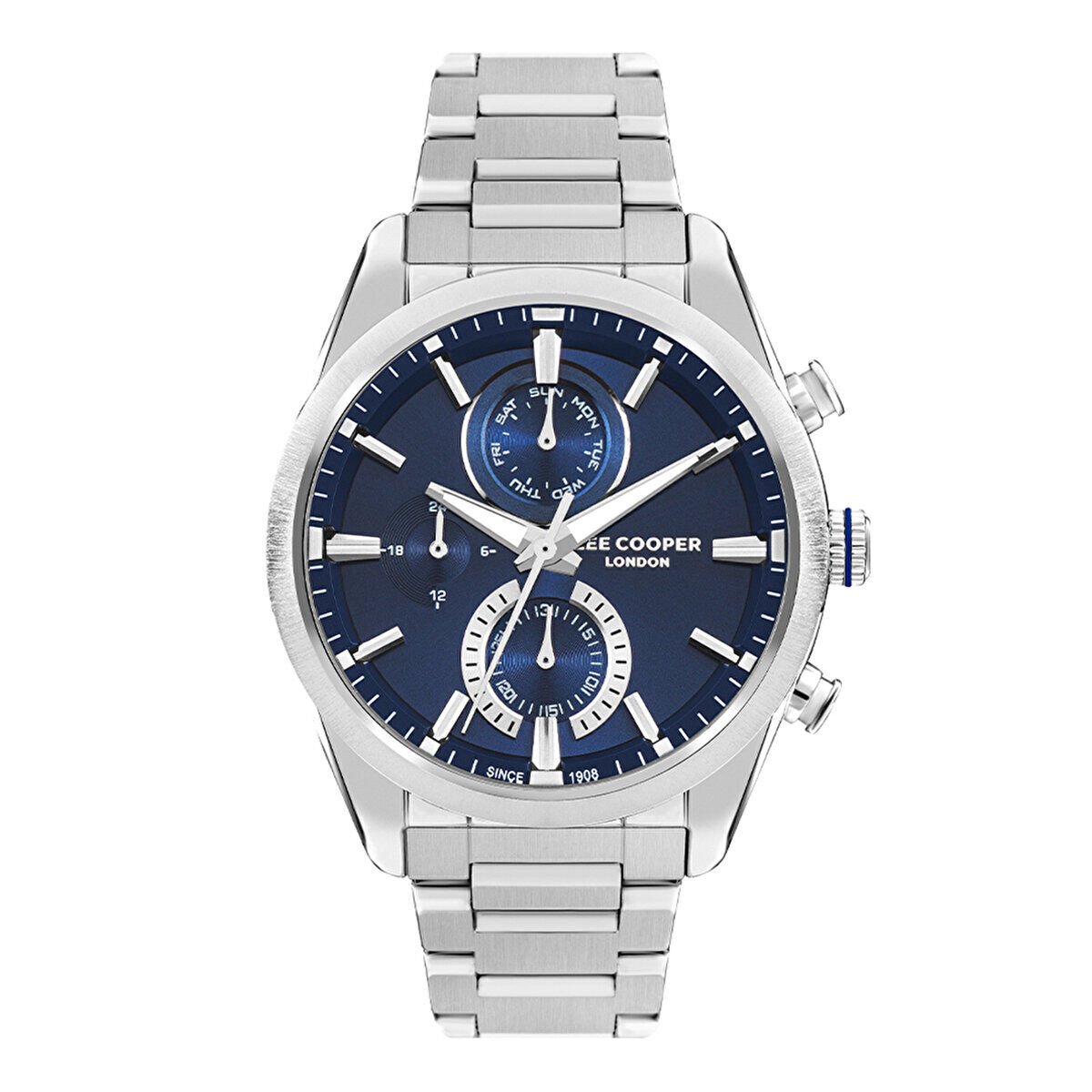 Lee Cooper Erkek 45 mm Çelik Kasa, Lacivert Kadran, Multifonksiyon Kol Saati
