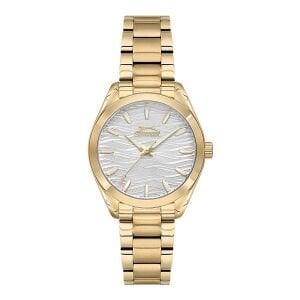 Slazenger Kadın 34 mm Çelik Kasa, Altın Renk Çelik Kordon, Açık Kadran Analog Kol Saati