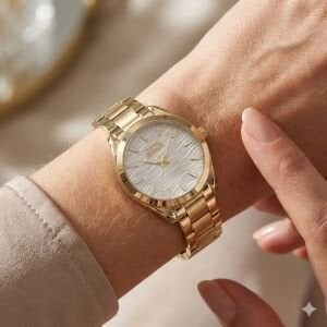 Slazenger Kadın 34 mm Çelik Kasa, Altın Renk Çelik Kordon, Açık Kadran Analog Kol Saati