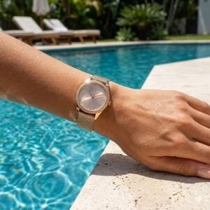 Essence Kadın 34 mm Çelik Kasa Rose Gold Hasır Kordon Rose Gold Kadran Analog Kol Saati