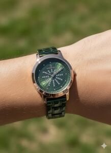 Essence Kadın 34 mm Çelik Kasa Yeşil Kordon Yeşil Kadran Analog Kol Saati