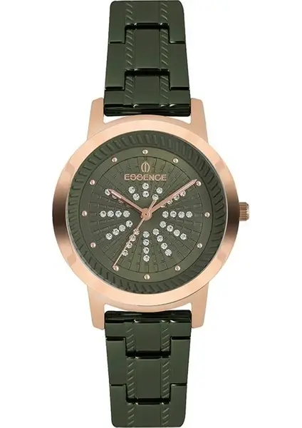 Essence Kadın 34 mm Çelik Kasa Yeşil Kordon Yeşil Kadran Analog Kol Saati