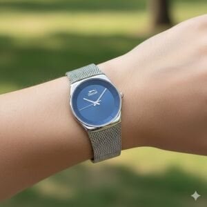 Slazenger Kadın 34 mm Çelik Kasa Gri Hasır Kordon Mavi Kadran Analog Kol Saati