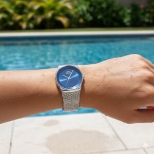 Slazenger Kadın 34 mm Çelik Kasa Gri Hasır Kordon Mavi Kadran Analog Kol Saati