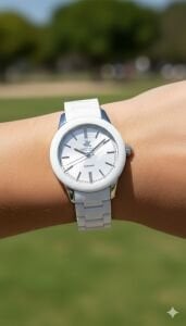 Beverly Hills Polo Club Kadın 35 mm Çelik Kasa, Beyaz Seramik Kordon, Sedef Kadran, Analog Kol Saati