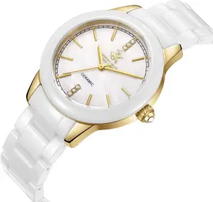 Beverly Hills Polo Club Kadın Kol Saati | 35mm Çelik Kasa, Beyaz Seramik Kordon, Sedef Kadran, 5 ATM