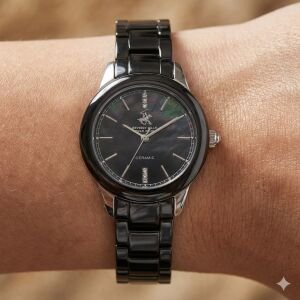 Beverly Hills Polo Club Kadın Kol Saati | 35 mm Çelik Kasa, Seramik Kordon, Safir Cam