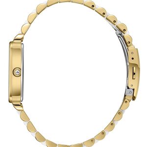 Beverly Hills Polo Club Pırlantalı Kadın Kol Saati | 24 mm Çelik Kasa Altın Renk Dikdörtgen Kasa, Sedef Kadran, 5ATM