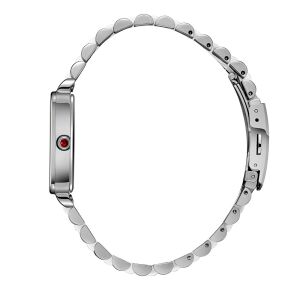 Beverly Hills Polo Club Pırlantalı Kadın Kol Saati | 24 mm Çelik Kasa, Gümüş-Siyah Çelik Kordon, Safir Cam