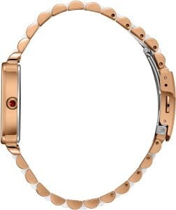 Beverly Hills Polo Club Pırlantalı Kadın Kol Saati | 24 mm Rose Gold Dikdörtgen Kasa, Rose Gold-Beyaz Çelik Kordon, Sedef Kadran