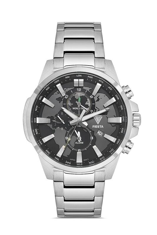 Fiesta Erkek Kol Saati | 45 mm Çelik Kasa, Çelik Kordon, Safir Cam, 5ATM Su Geçirmez