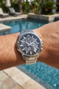 Fiesta Erkek Kol Saati | 45 mm Çelik Kasa, Çelik Kordon, Safir Cam, 5ATM Su Geçirmez