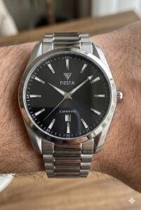 Fiesta Erkek Kol Saati | 41 mm Çelik Kasa, Çelik Kordon, Safir Cam, 5 ATM Su Geçirmezlik