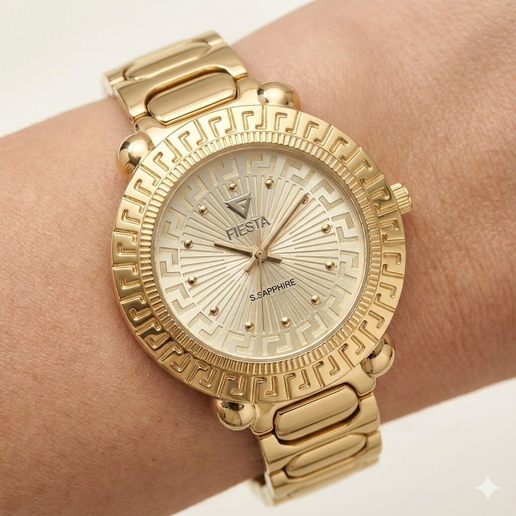 Fiesta Kadın Kol Saati | 34 mm Çelik Kasa, Çelik Kordon, Safir Cam, Lüks Tasarım