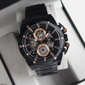 Fiesta Erkek Kol Saati | 48 mm Siyah Çelik Kasa, Siyah Çelik Kordon, Safir Cam