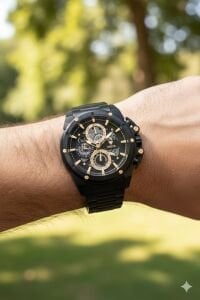 Fiesta Erkek Kol Saati | 48 mm Siyah Çelik Kasa, Siyah Çelik Kordon, Safir Cam