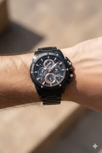 Fiesta Erkek Kol Saati | 48 mm Siyah Çelik Kasa, Siyah Çelik Kordon, Safir Cam