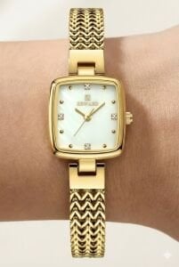 Reward Kadın Kol Saati | 22 mm Altın Renk Çelik Kasa, Çelik Kordon, Mineral Cam, Şık Tasarım