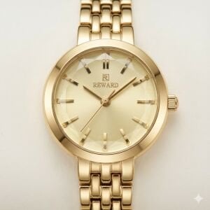 Reward Kadın Kol Saati | 22 mm Altın Renk Çelik Kasa ve Kordon, Mineral Cam, Zarif Tasarım