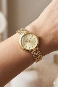 Reward Kadın Kol Saati | 22 mm Altın Renk Çelik Kasa ve Kordon, Mineral Cam, Zarif Tasarım